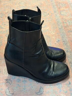 GC Ann Demeulemeester Black Leather Zip Ankle Boots 40/US 10
